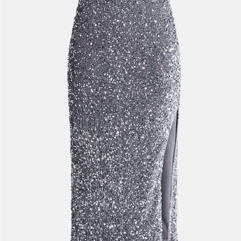Silver Sequin Pencil Skirt